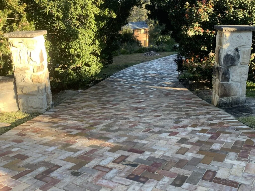 Recycled brick driveway paving
